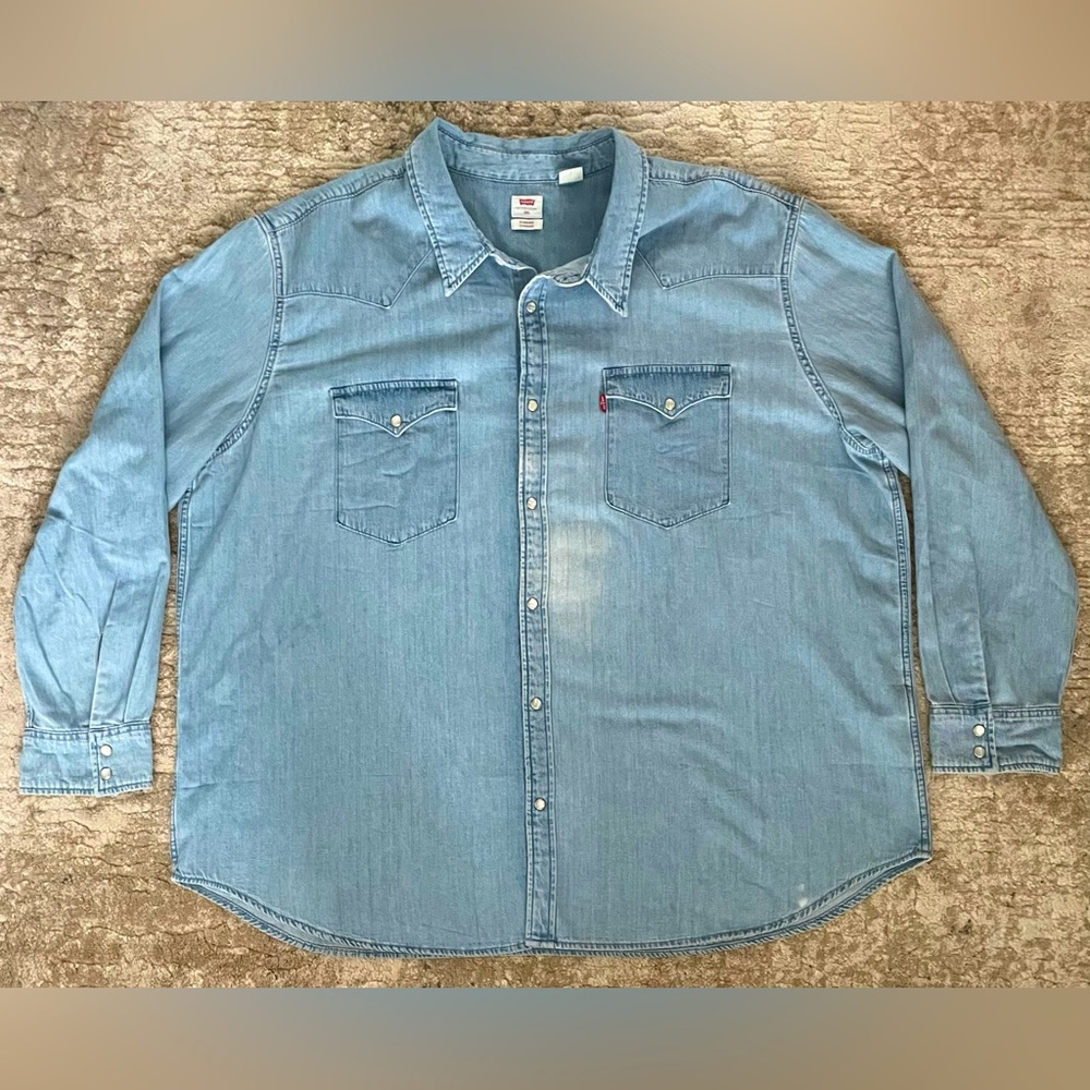 Levi’s oversized pearl snap boxy denim work lightweight button shirt - SIZE 3XL